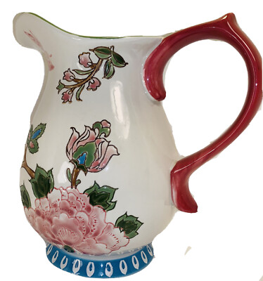 Artistic Accents Bohemian Floral Ceramic 2 Quart Pitcher