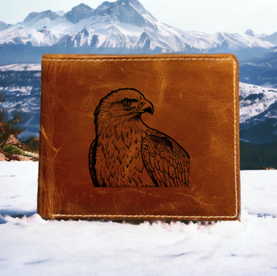 Bald Eagle Leather Wallet Bifold Premium Quality Buffalo Animal USA Gift NEW