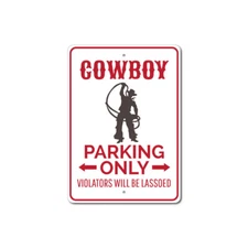 Personalized Cowboy Parking Only Sign Custom Profession Aluminum Metal Decor