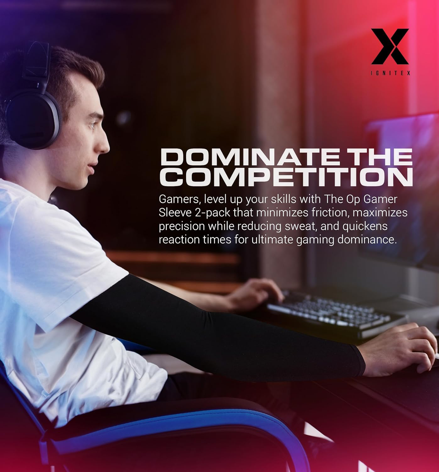 IGNITEX Gaming Arm Sleeves Gaming Sleeve for PC Gamers Gaming