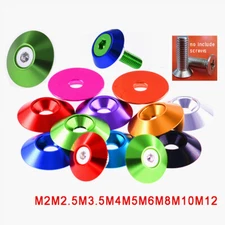 M2 - M12 Anodised Aluminium Cup Washers fit Flat Head Countersunk Screws Bolts