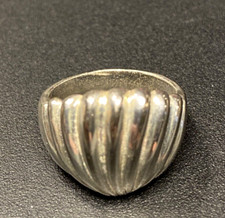 Ribbed Silver Sea Shell Style Ring Marked .925 Size 5