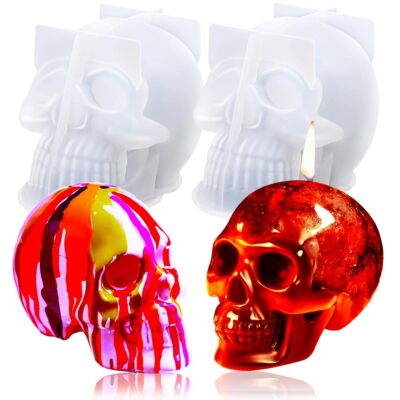 #ad 2Pcs 3D Silicone Large Skull Shape Mold Skull Epoxy Resin Mold for Candle Making $18.99