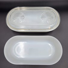 Vintage Anchor Hocking Fire King Refrigerator Dish Ware Milk Glass Fridgie