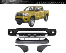 Front Bumper Cover Fascia Paintable & Lower Grille For 2012-2015 Toyota Tacoma