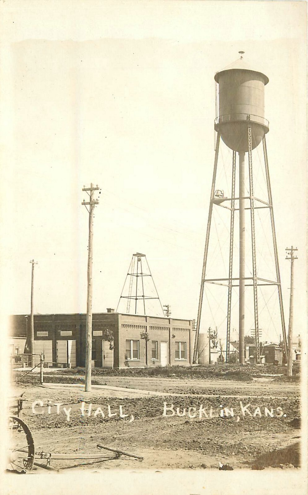 Postcard RPPC c910 Kansas Bucklin City Hall Water Tank Occupation 239420 eBay