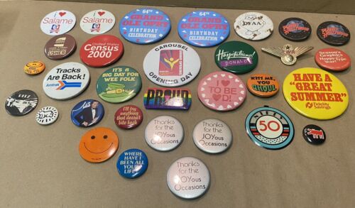 Vintage Pinback Lot Of 31-1980’s & 1990’s RANDOM