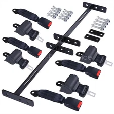 4 Retractable Golf Cart Seat Belts and Bracket Kit for EZGO Yamaha Club Car