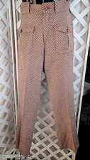Vintage 70's Lee Leesures Pk/Burg Chevron Pattern Woven Wide Waist Pants 32 x 32