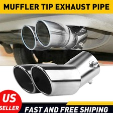 Car Exhaust Tip Pipe Rear Tail Throat Stainless Steel Silver Muffler Accessories
