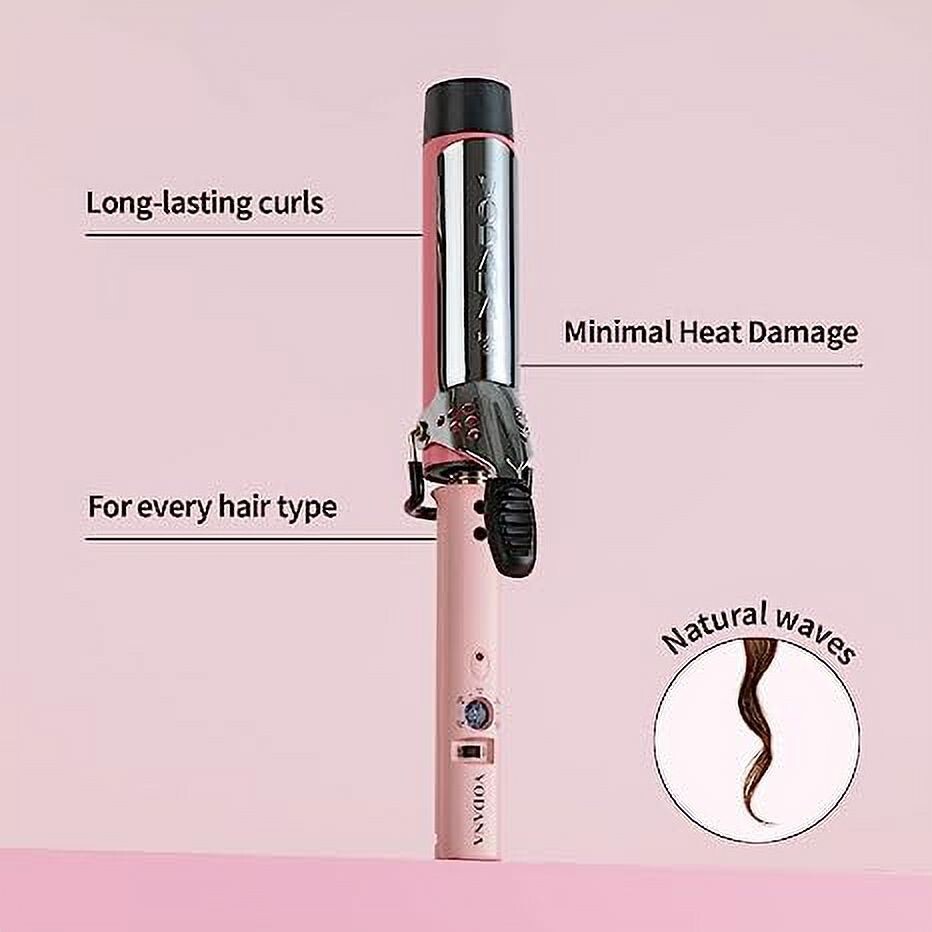 VODANA GLAM WAVE Curling Iron [1.4 inch, pink] - Free adapter