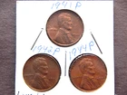 1941-1942-1944 (P) (3) Lincoln Pennies