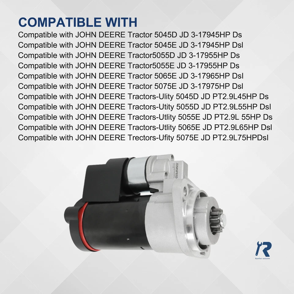Starter fit for John Deere 5045E 5055E 5065E 5075E 5045E RE533976 NEW - Image 2 of 4