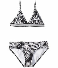 $45 Seafolly Swimwear Kid's Girl's Black Palm-Print Two-Piece Bikini Swimsuit 8
