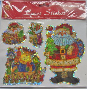 Addobbi Natale.Vetrofania Natalizia X Decorare Vetri Finestre 4 Pz Assortiti Addobbi Natale New Ebay