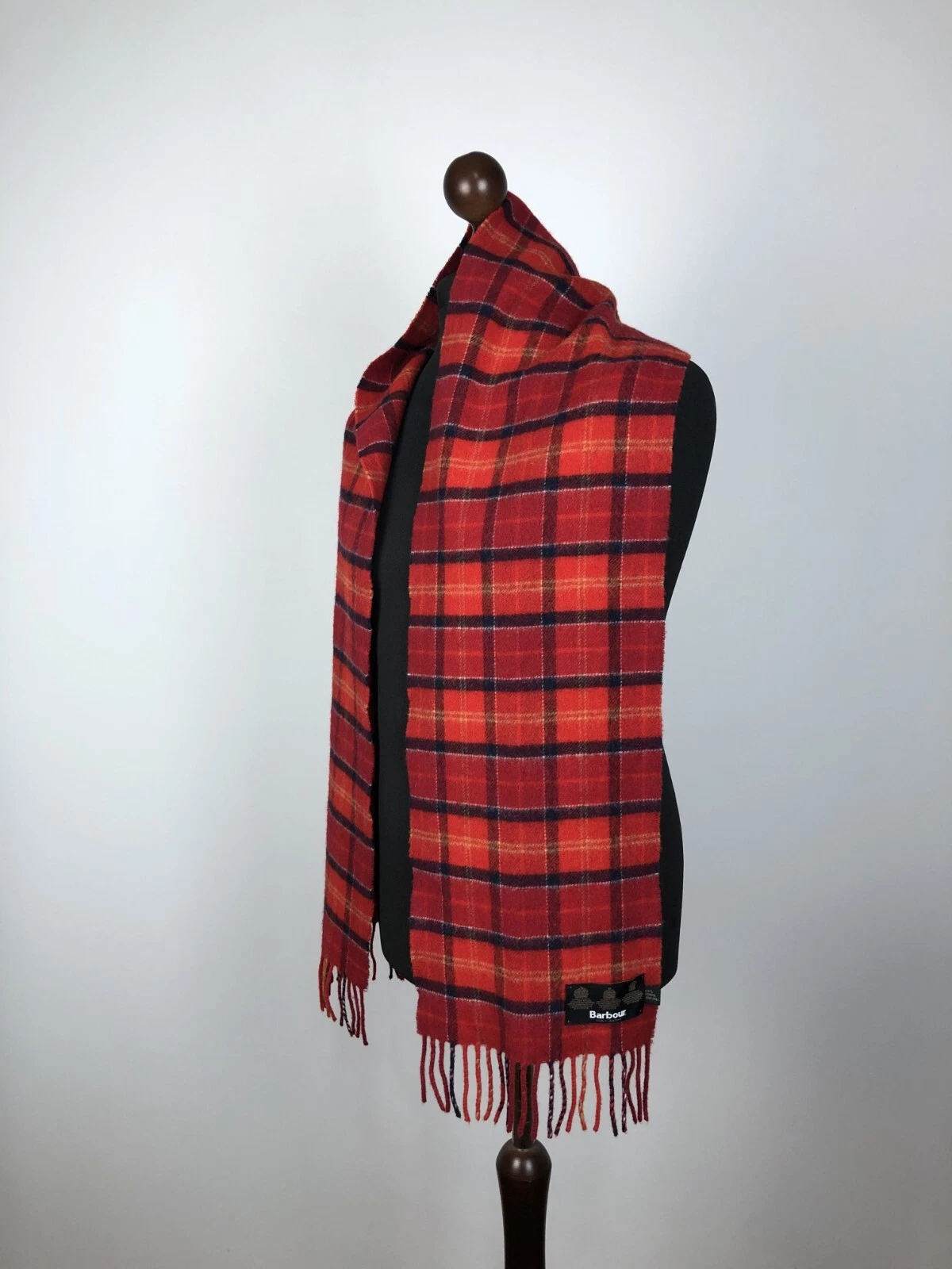 Barbour Wool Plaid Scarf Classic British Tartan Winter Wrap