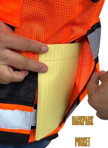 Super Duty Orange Mesh High Visibility Safety Vest,  Class 3, Type R image 4