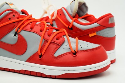 NIKE DUNK LOW OFF-WHITE USED SIZE 11 UNIVERSITY RED WOLF GREY