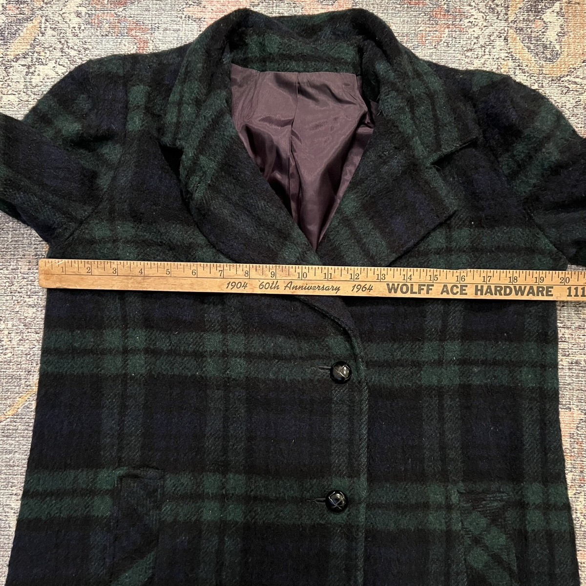 ジャケット・アウター 80s black watch tartan wool blouson Vintage 80s Wool Black Watch Tartan Plaid Coat Jacket Green
