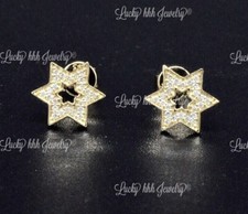 14k Solid Yellow Gold Natural Diamond Star of David Stud Earring 0.12 ct