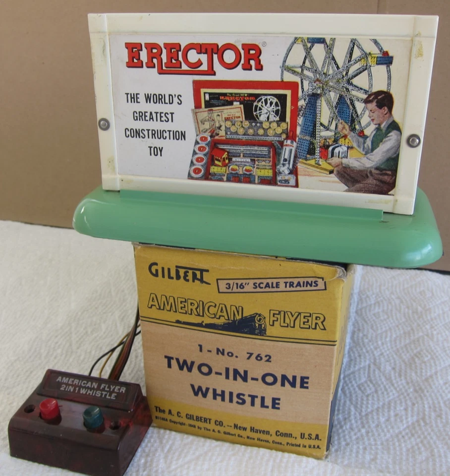 AMERICAN FLYER S 762 TWO-IN-ONE WHISTLE 1949 ORIG BOX-WORKS-BEAUTIFUL! $15 SHIP!