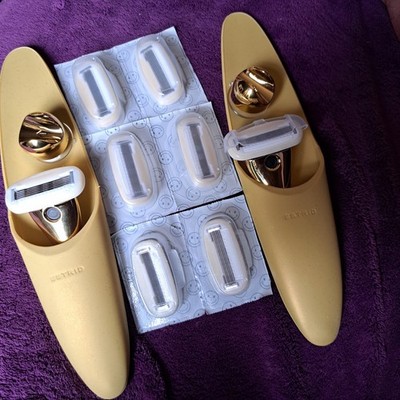 Estrid Gold Edition Rasierer (1 Hülle fehlt), Etui, Wandhalterung x2, 6 extra Köpfe 