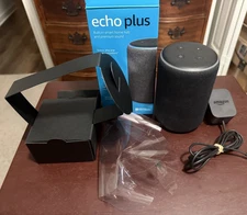 Echo Plus 2nd Gen Charcoal Complete with box, charging chord and inserts
