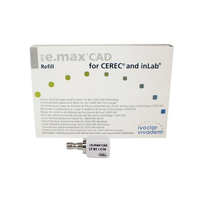 Vivadent 605332 Ivoclar IPS e.max CAD CEREC Blocks InLab LT B1 C14 5/Pk