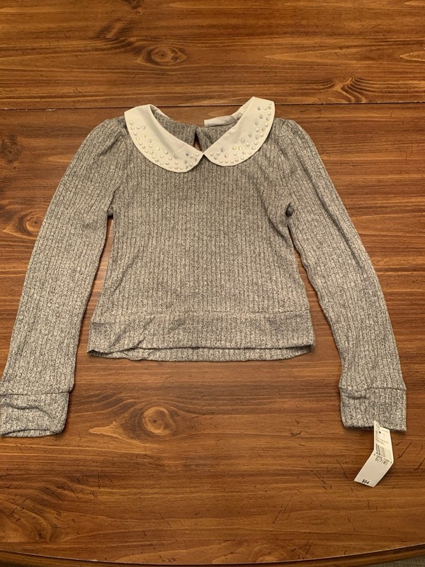GIRL’S KNIT WORKS CHARCOAL GREY SWEATER TOP SIZE SMALL 7 8 NEW WITH TAGS NWT