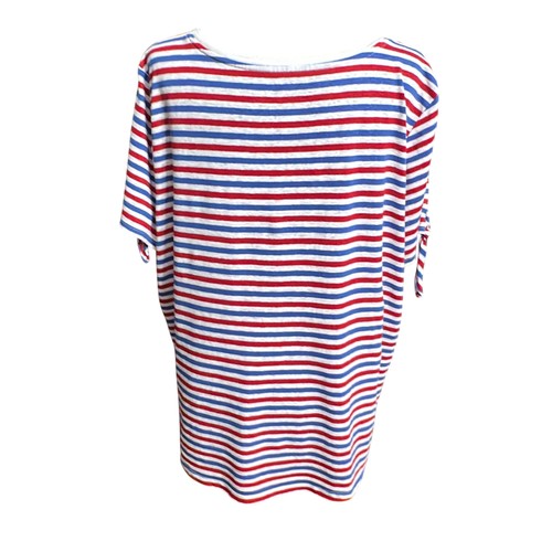 Talbots Shirt Size 2X Red White Blue Patriotic USA Linen Blend Stripe Top Tee - Picture 7 of 10