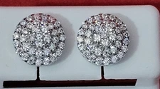 Moissanite .73ctw Real 925 Silver Iced Cluster Tower Round Stud Earrings *NEW*