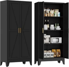 Cofar 61" Metal Food Storage Cabinet With 3 Adjustable Shelves For Kitchen,Home