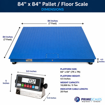 NTEP Certified - Industrial floor scale 84'' x 84'' 10000 lb Capacity Pallet Scale