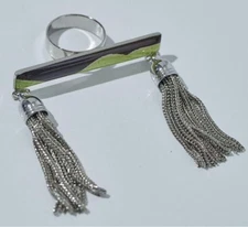 Toga Fringe Scarf Ring Green Metal Mini Marble Pattern Unisex Jewelry