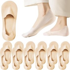 6 Pairs No Show Socks Women Men Cotton Socks Non Slip Low Cut Socks flat line...
