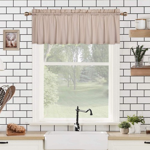 Valances for Kitchen Windows, Embossed Textured Soft Microfiber Rod Pocket Ta...