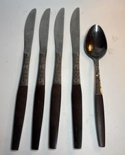 Vtg EKCO Eterna Canoe Muffin Flatware 4 Dinner Butter Knives Forged SS Japan MCM