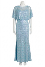 Vince Camuto Boat-Neck Blouson Sequin Gown Size 6