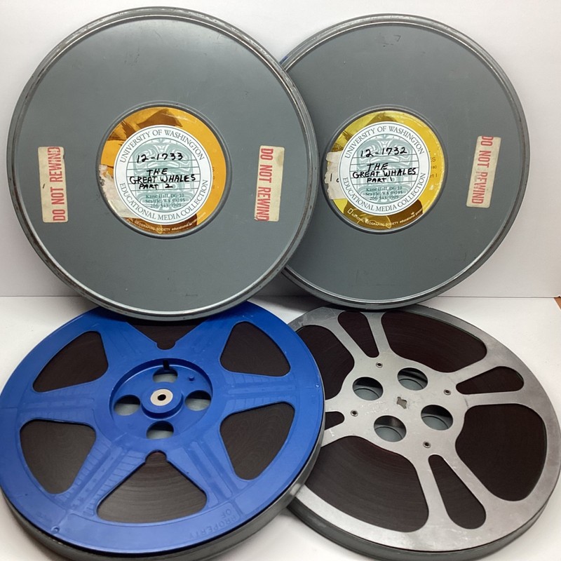 16mm film THE GREAT WHALES  2 reels educational cine movie stock footage Vtg