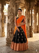 Beautiful Kanjivaram Silk Lehenga Choli Indian Wedding Wear Lehenga Dupatta Set