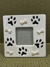 Dog Paw And Bone Ceramic Picture Frame For 3.5x3.5 Photo Good Condition