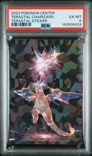 2023 POKEMON CENTER TERASTAL STICKER TERASTAL CHARIZARD PSA 6