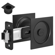 1 PCS Matte Black Square Pocket Door Lock Handle With Pull 23/8" Backset