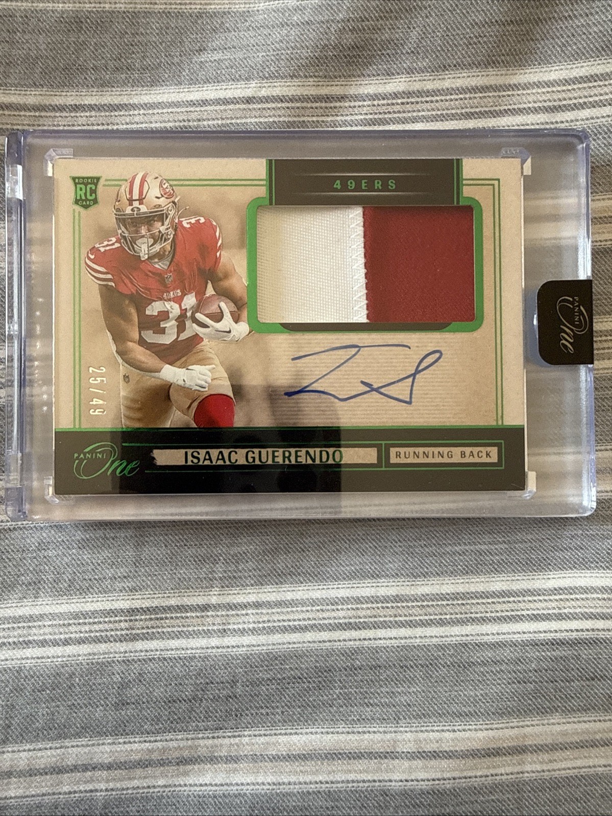 2024 Panini One Isaac Guerendo Rookie Patch Auto /49 49ers RPA SF 49'ers view 1