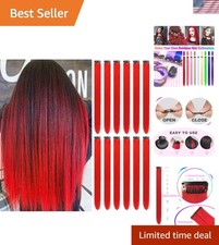 Fun 12 PCS Red Synthetic Clip-in Hair Extensions - Perfect for Kids' Parties