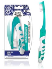 GuruNanda Folding Toothbrush with Built-in Cover, Perfect for Travel