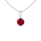 Angara Natural Classic Prong-Set Round Ruby Solitaire Pendant Necklace in Silver