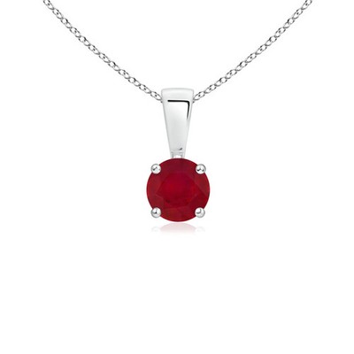 ANGARA Natürlicher Prong-Set Rund Rubin Solitaire Anhänger Kette in Silber