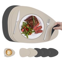 Tischsets Abwaschbar Doppelseitig Kunstleder Platzdeckchen Esszimmer BüRo 6 Set