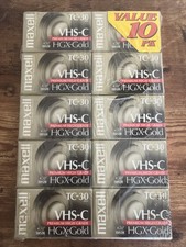 Maxell TC-30 VHS-C Premium High Grade, HGX-Gold Lot Of 10 Pack Camcorder Tapes